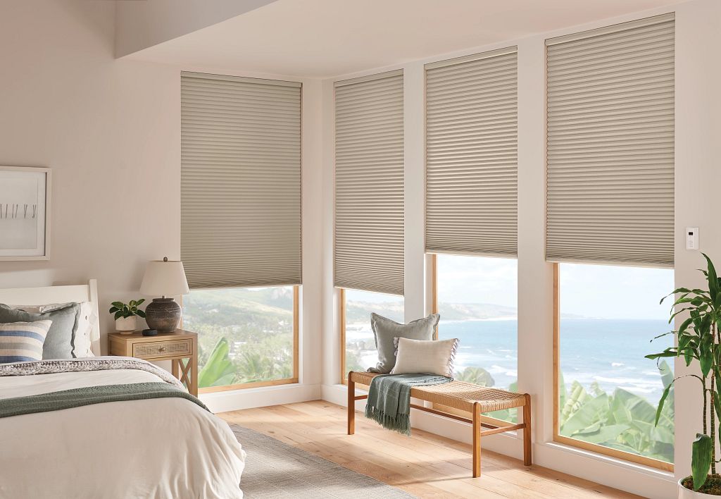 Coastal Bedroom with Cellular Shades
